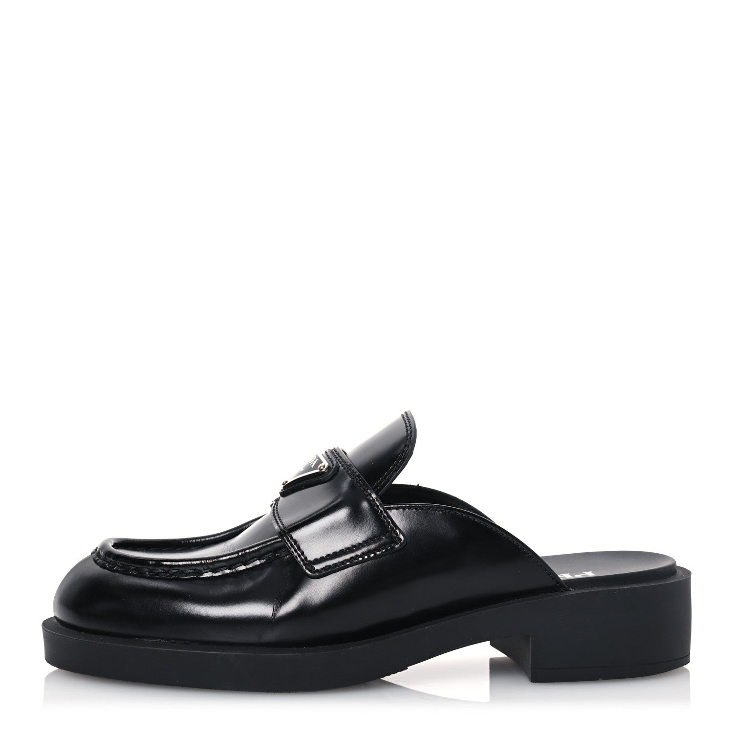 Prada Spazzolato Triangle 40mm Loafer Mules 37 Black 1 of 10