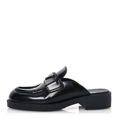 Prada Spazzolato Triangle 40mm Loafer Mules 37 Black 1 of 10