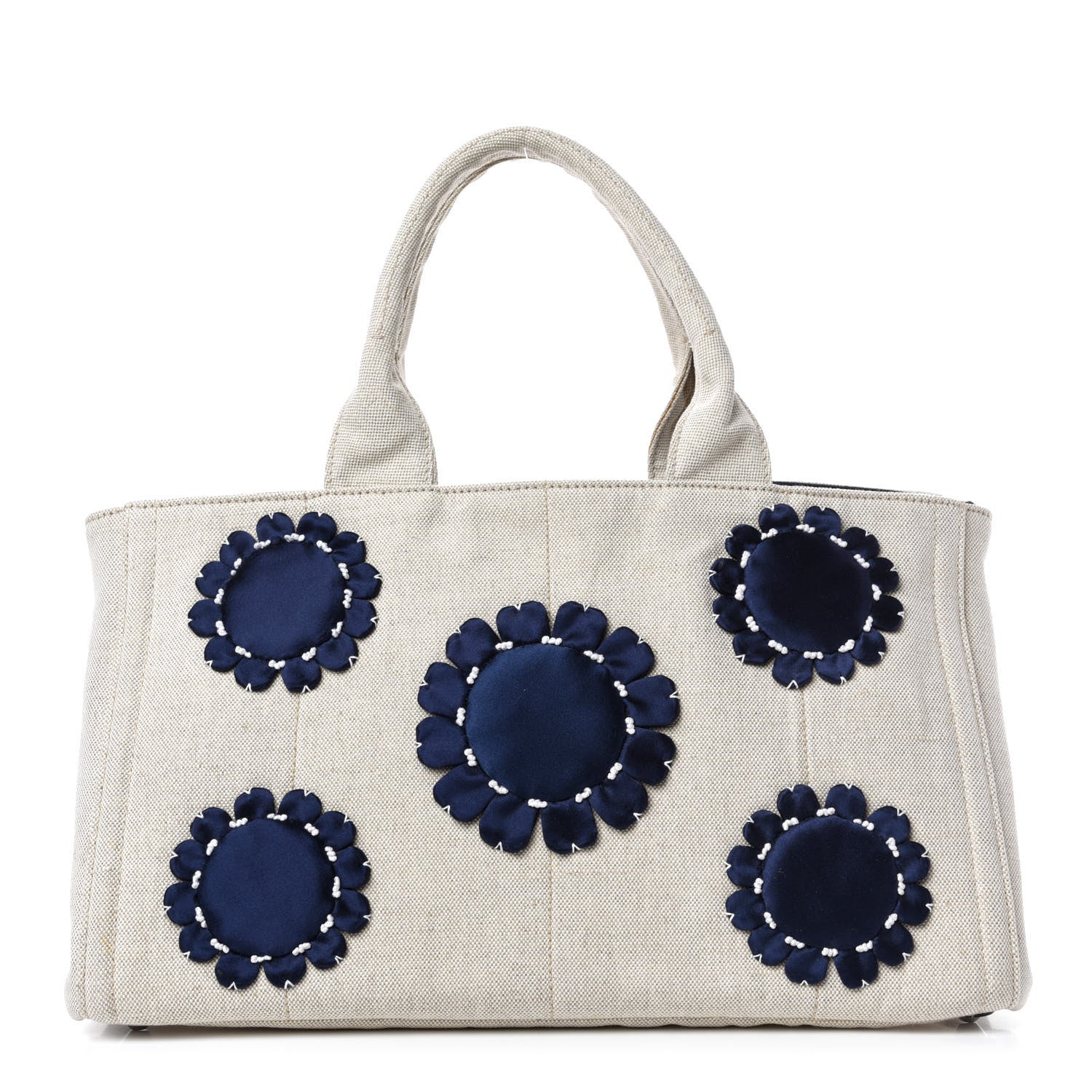 Prada Canvas Mistolino Canapa Tote Naturale Blue 1 of 14