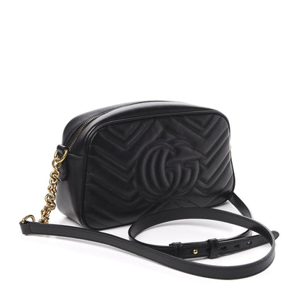 Gucci Calfskin Matelasse Small GG Marmont Chain Shoulder Bag Black 3 of 10