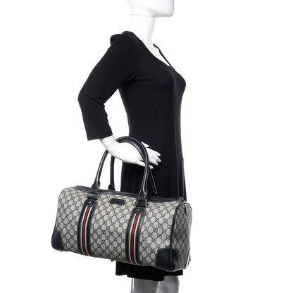 Gucci GG Supreme Monogram Web Large Carry On Duffle Bag Navy 2 of 12