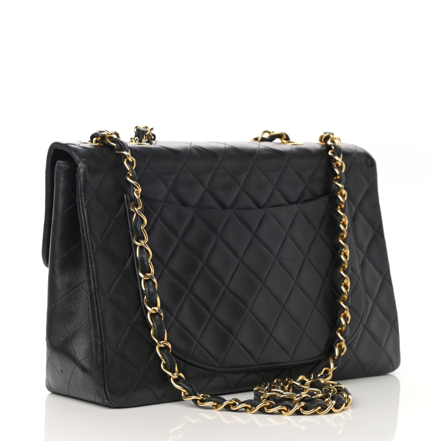Lambskin Quilted XL Jumbo Single Flap Black