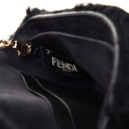 Fendi Shearling Shiny Nappa Micro Baguette Black 7 of 10