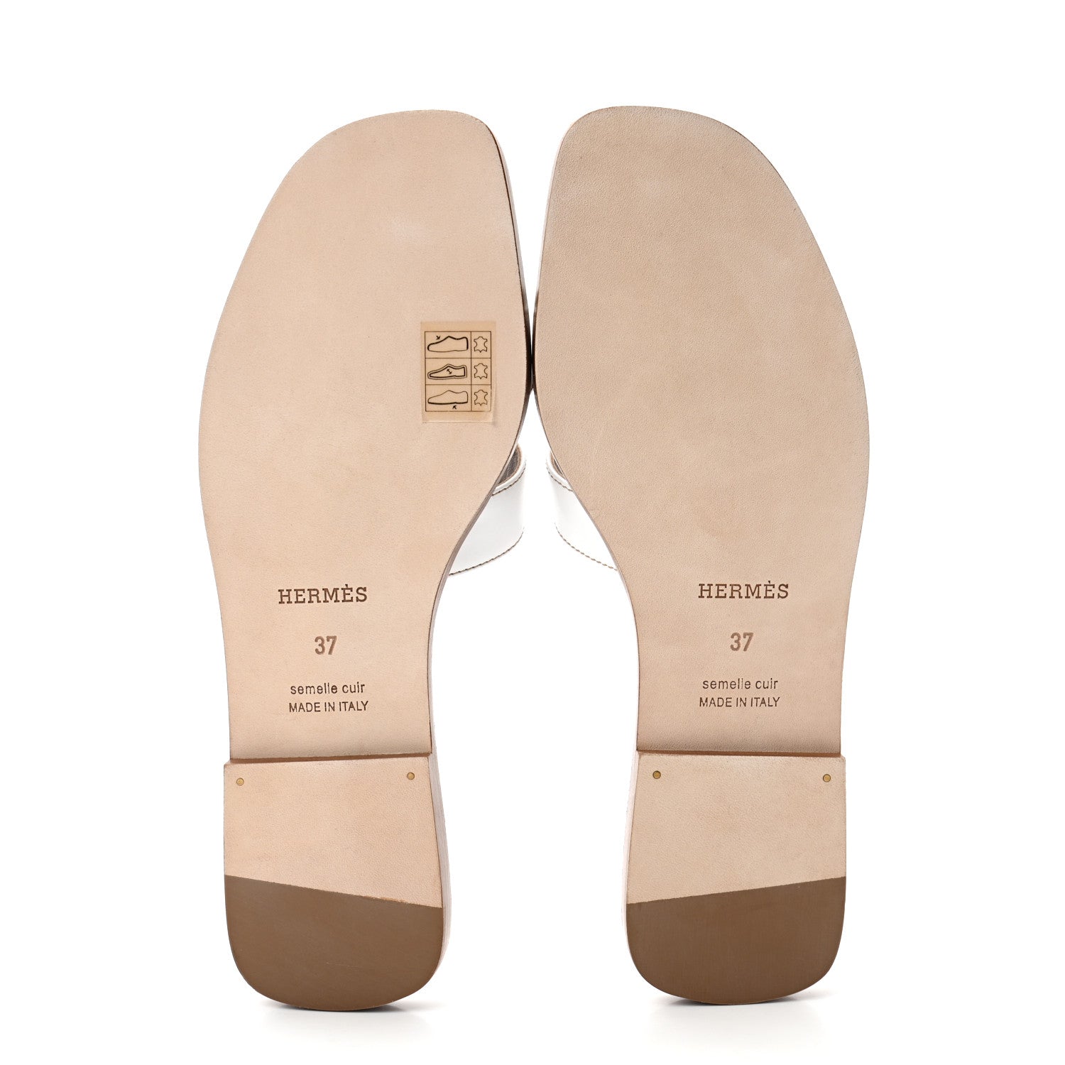 Hermes Box Calfskin Oran Sandals 37 White 5 of 8