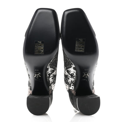 Christian Dior Suede Transparent Mesh Embroidered Roses Naughtily-D Heeled Lace Up Ankle Boots 36.5 Black 5 of 11
