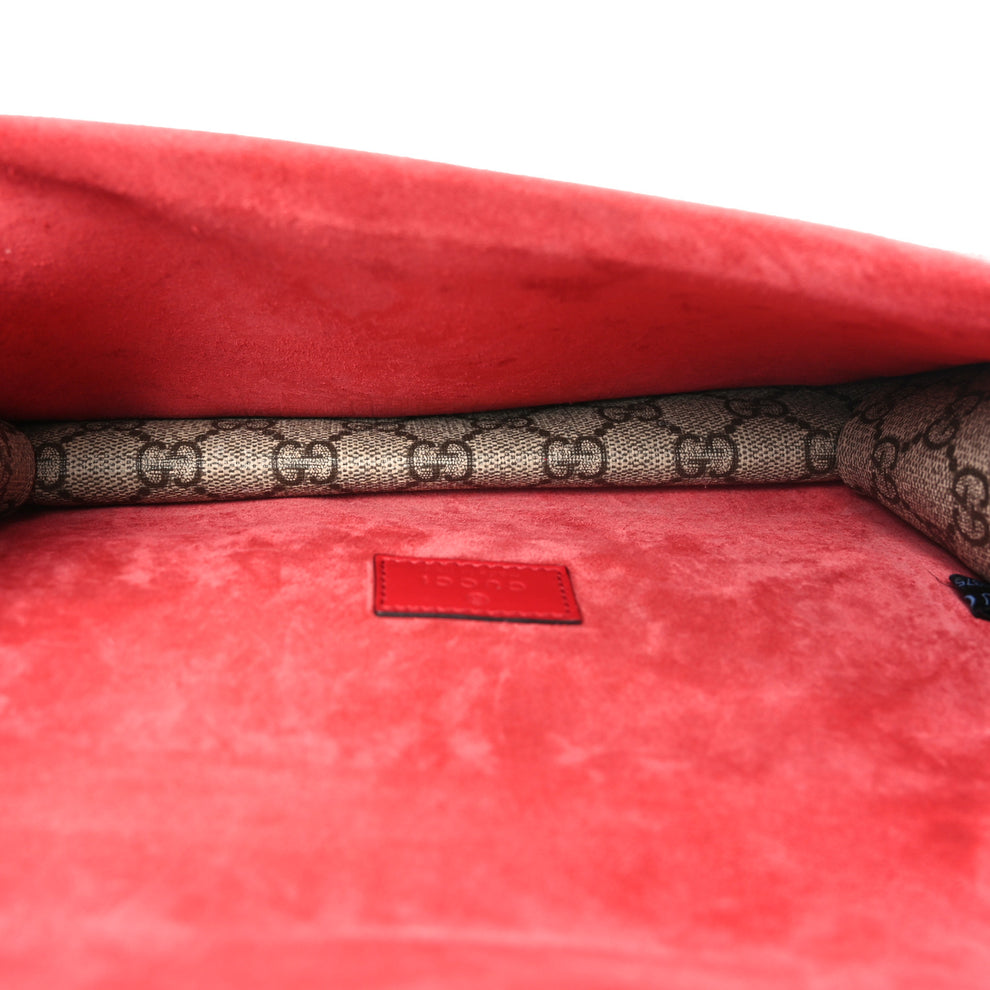 Gucci GG Supreme Monogram Suede Crystal Small Dionysus Shoulder Bag ...