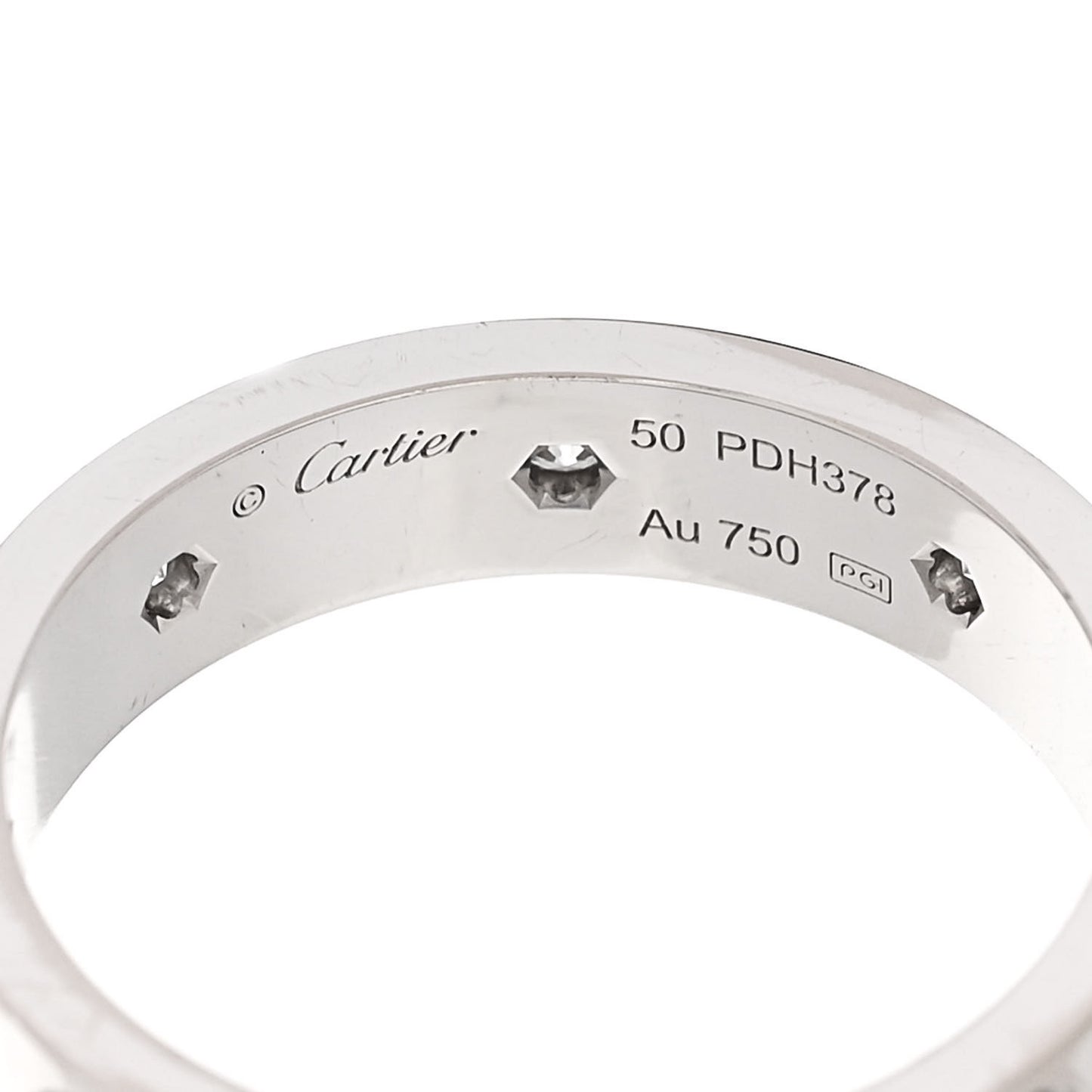 18K White Gold 8 Diamond 4mm Wedding Band LOVE Ring 50 5.25