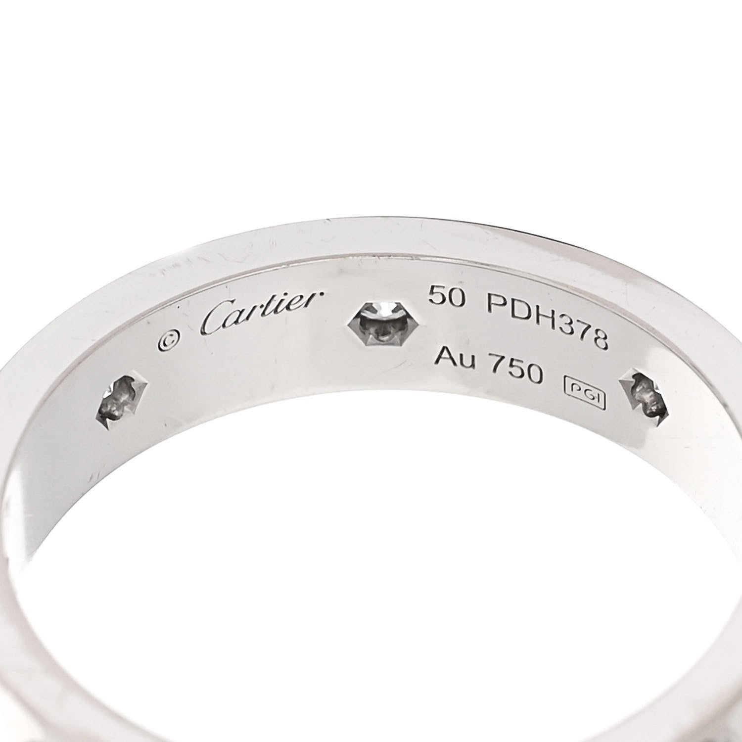 Cartier 18K White Gold 8 Diamond 4mm Wedding Band LOVE Ring 50 5.25 4 of 5