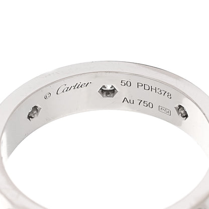 Cartier 18K White Gold 8 Diamond 4mm Wedding Band LOVE Ring 50 5.25 4 of 5