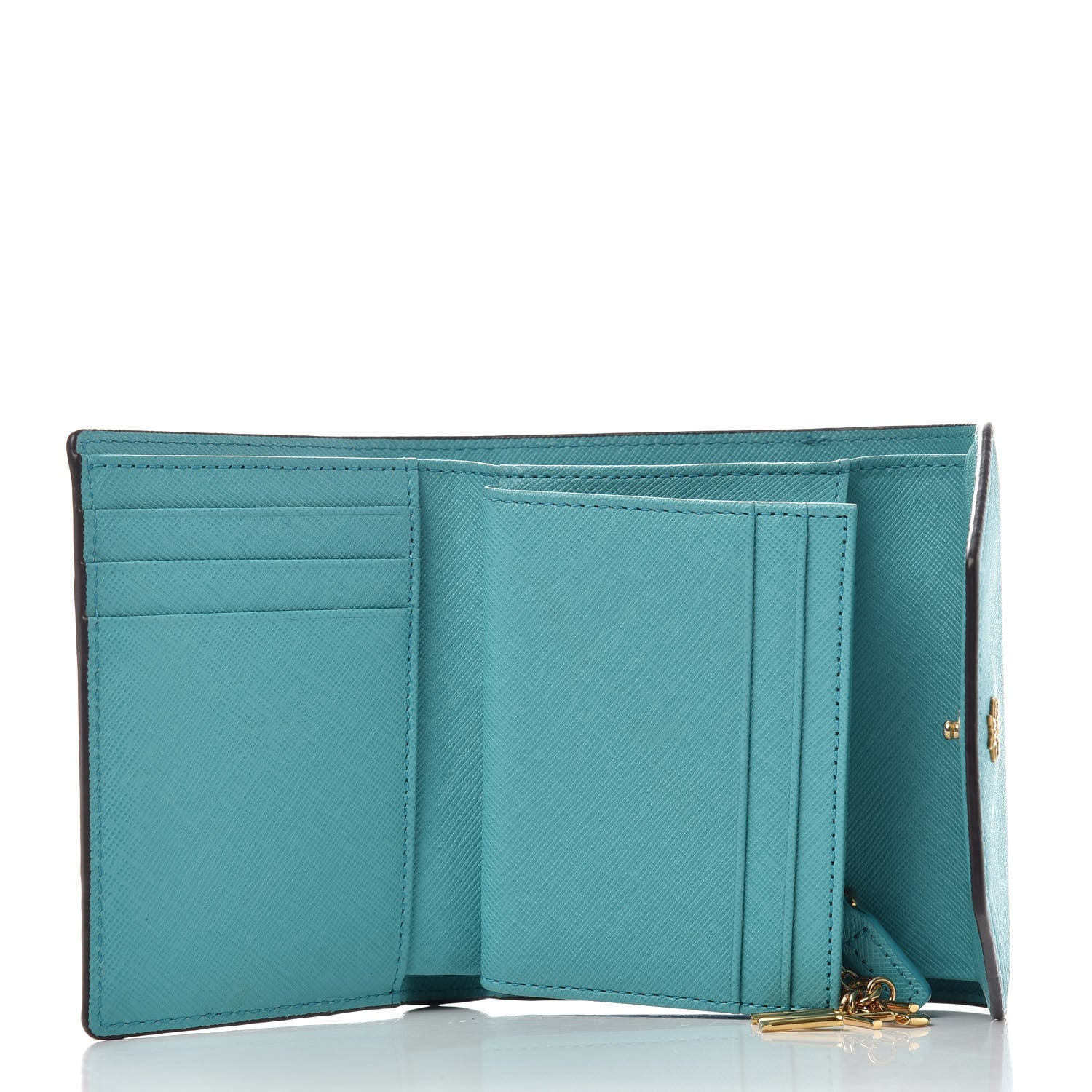 MCM Visetos Tri-Fold Love Letter Flap Wallet Cognac Oasis Green 5 of 6