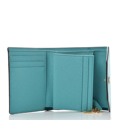 MCM Visetos Tri-Fold Love Letter Flap Wallet Cognac Oasis Green 5 of 6