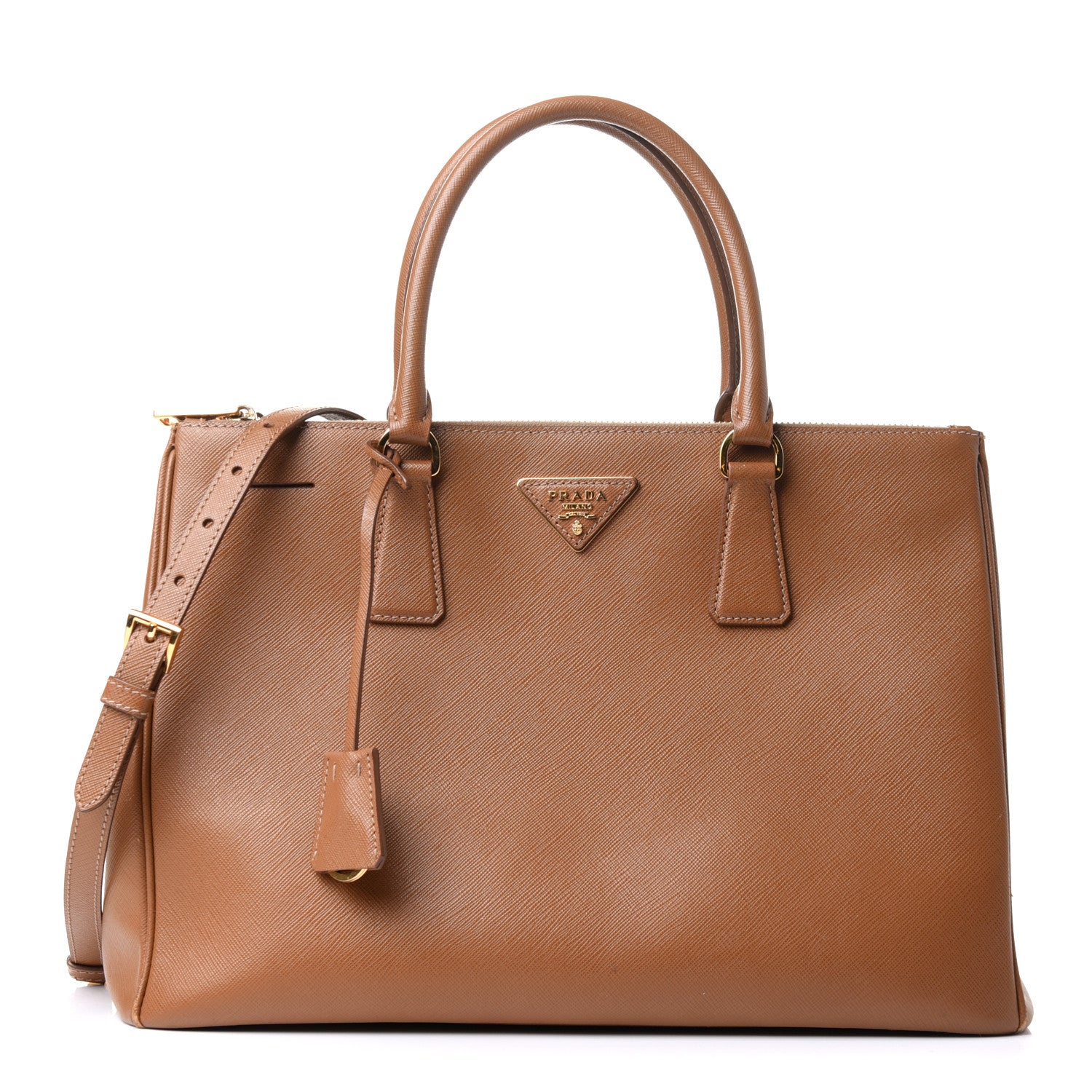 Prada Saffiano Medium Galleria Double Zip Tote Caramel 1 of 13