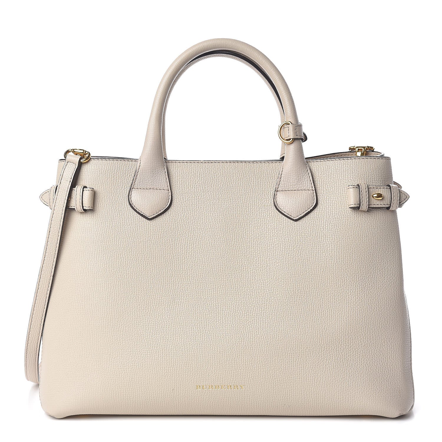Burberry Derby Calfskin House Check Medium Banner Tote Beige 1 of 16