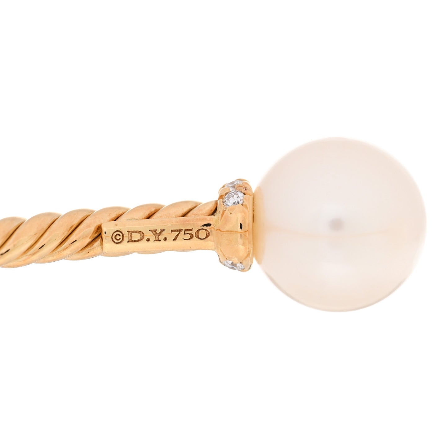 18K Yellow Gold Diamond Cultured Pearl 2.6mm Solari Cablespira Bracelet