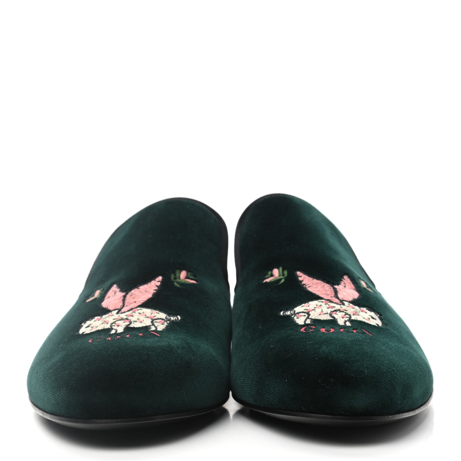 Gucci Velvet Mens Mules 9 Verde Black 2 of 7