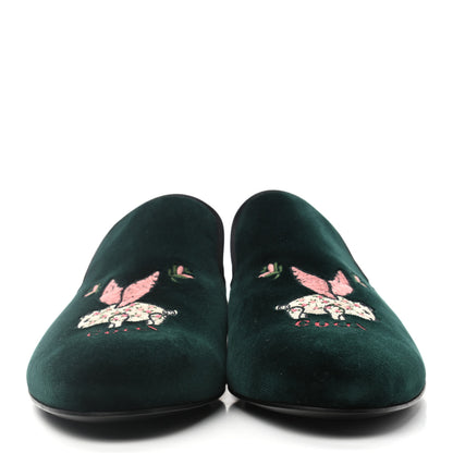 Gucci Velvet Mens Mules 9 Verde Black 2 of 7