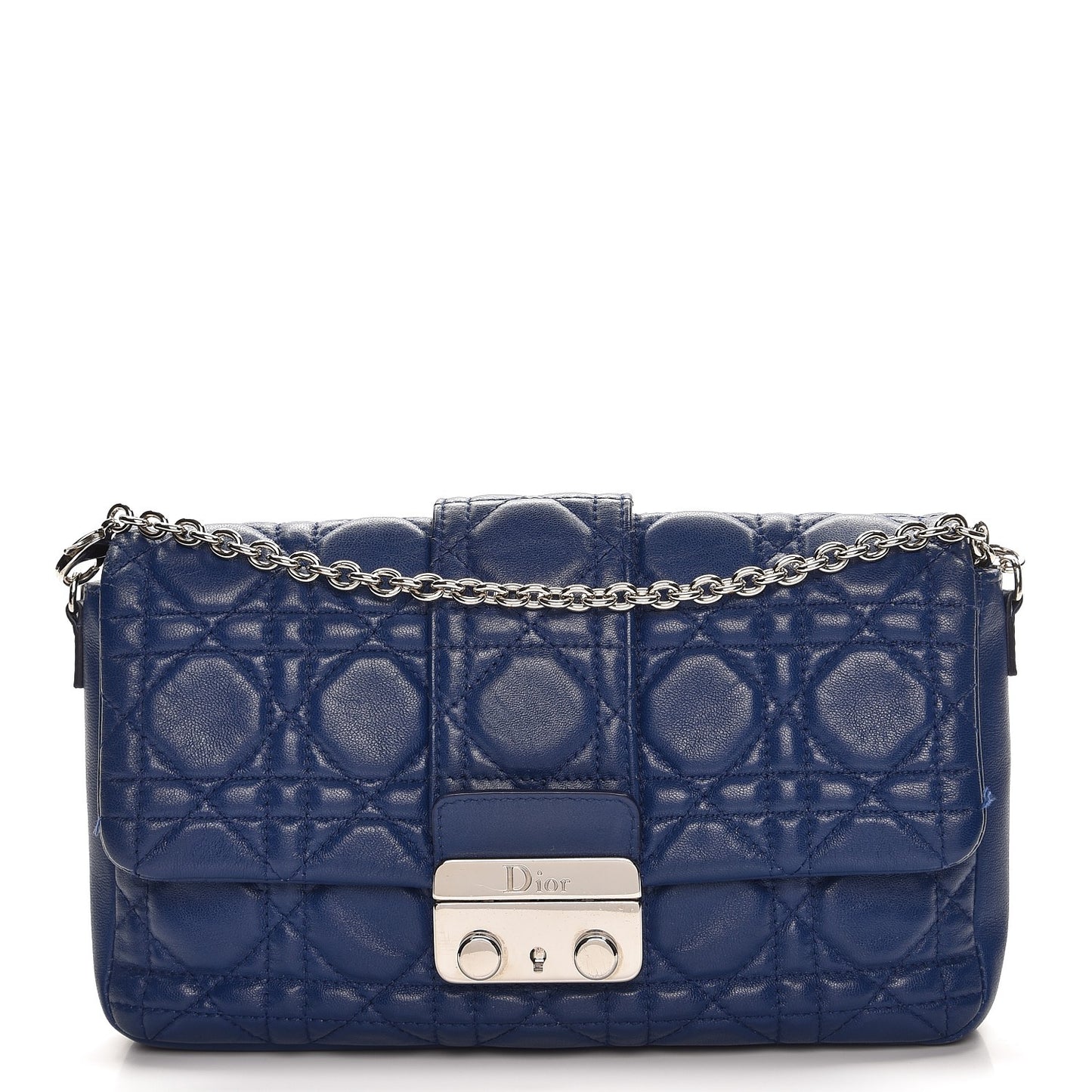 Lambskin Cannage New Lock Pouch Blue