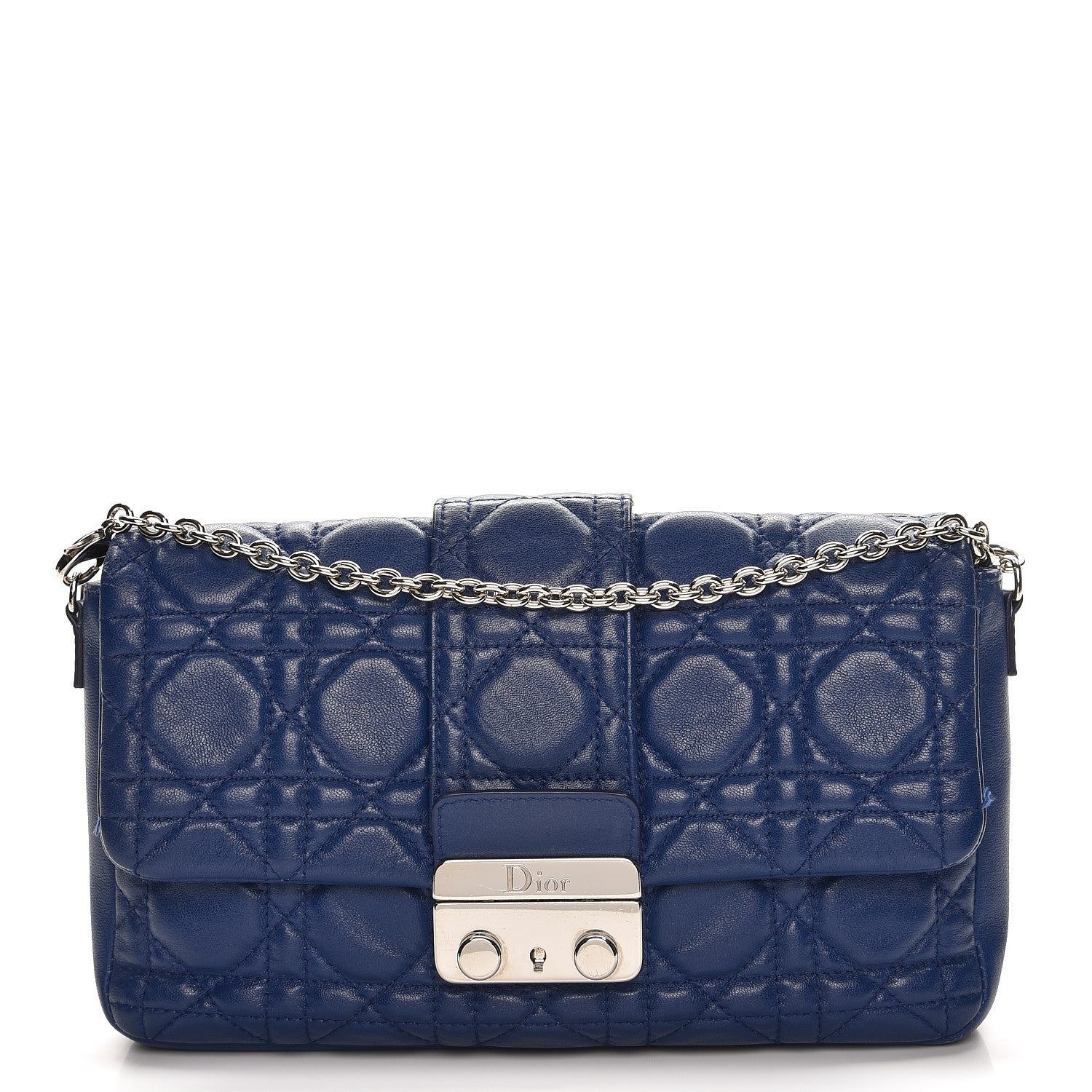 Christian Dior Lambskin Cannage New Lock Pouch Blue 1 of 9