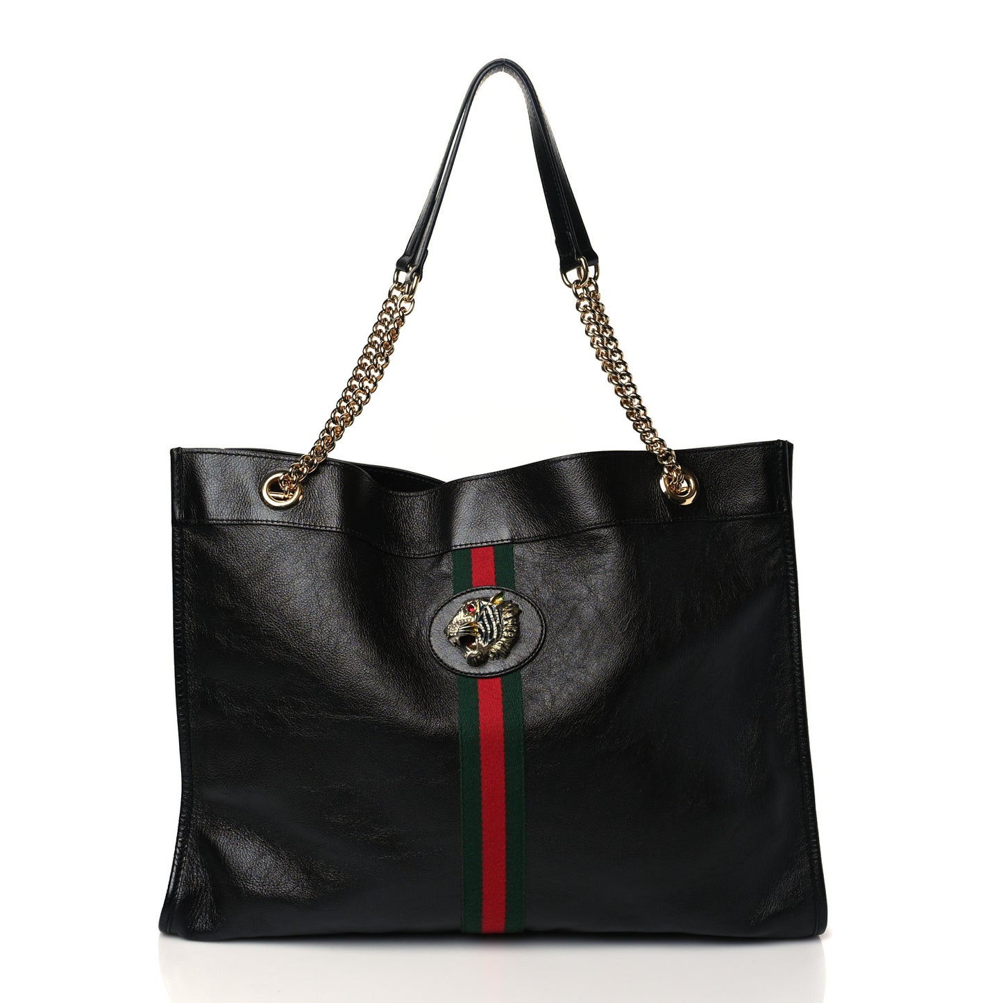 Calfskin Large Rajah Chain Tote Black