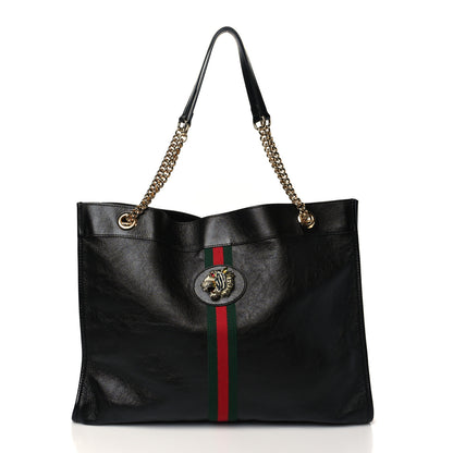 Gucci Calfskin Large Rajah Chain Tote Black 3 of 11