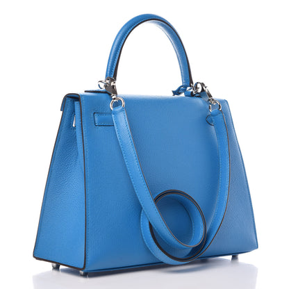 Hermes Chevre Chandra Kelly Sellier 25 Bleu Zanzibar 3 of 41