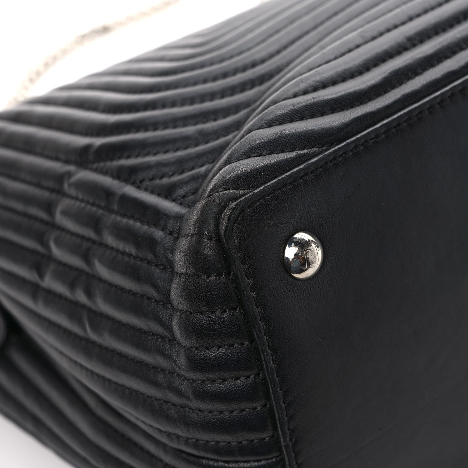 Fendi Shiny Nappa Trapuntata DotCom Chain Satchel Black 10 of 12