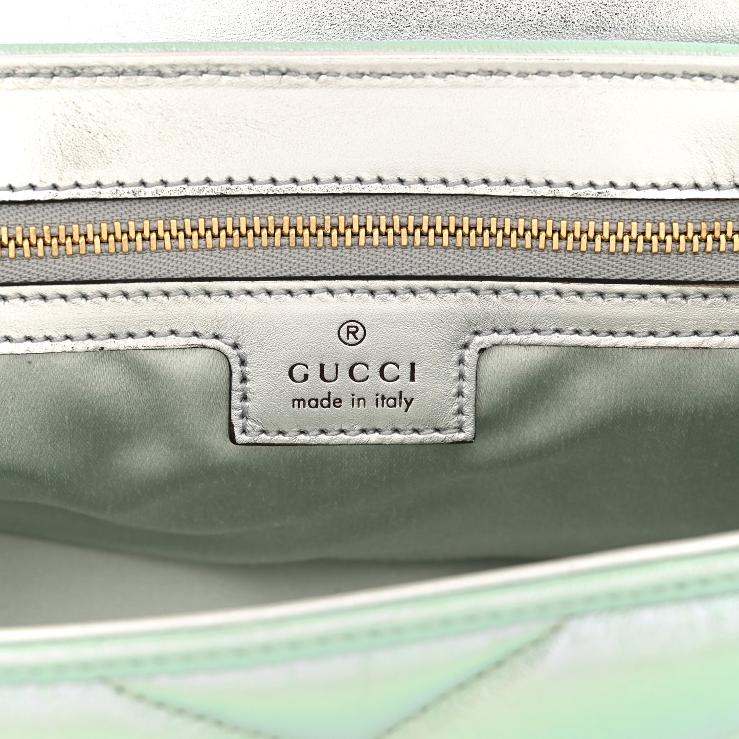 Iridescent Nappa Chevron Matelasse Small GG Marmont Shoulder Bag Iridescent Salvy Green