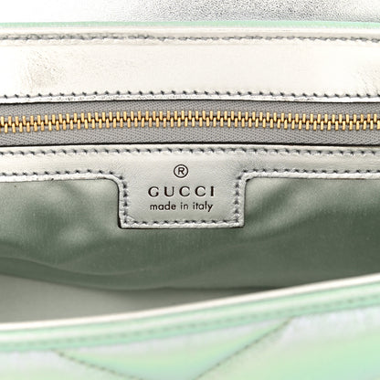 Gucci Iridescent Nappa Chevron Matelasse Small GG Marmont Shoulder Bag Iridescent Salvy Green 7 of 10