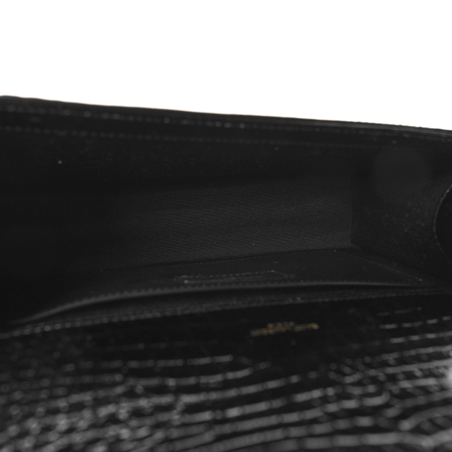 Saint Laurent Calfskin Crocodile Embossed Medium Classic Monogram Kate Tassel Satchel Black 5 of 9