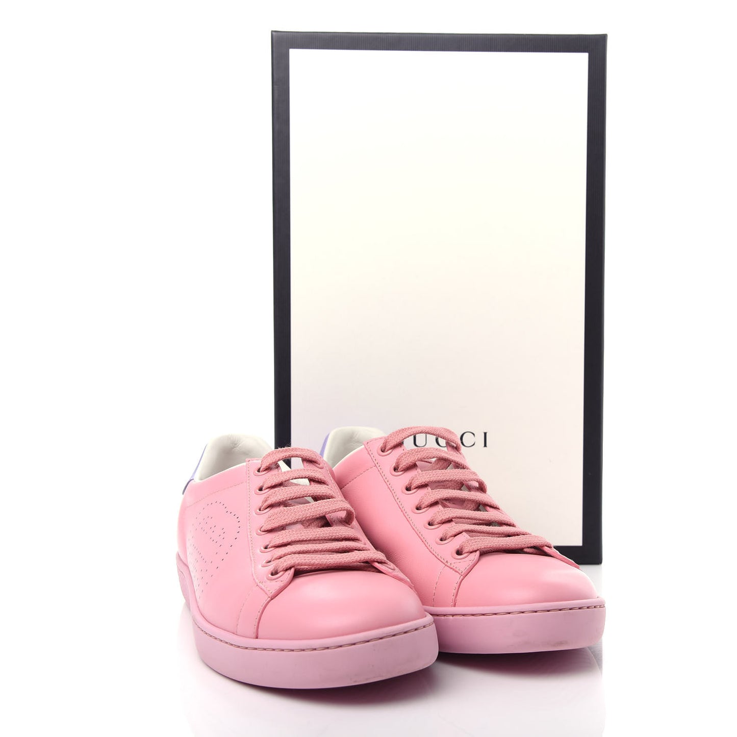 Calfskin Interlocking G Perforated Womens Ace Sneakers 36 Wild Rose Lapis