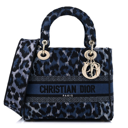 Christian Dior Canvas Mizza Embroidered Medium Lady D-Lite Blue 1 of 10