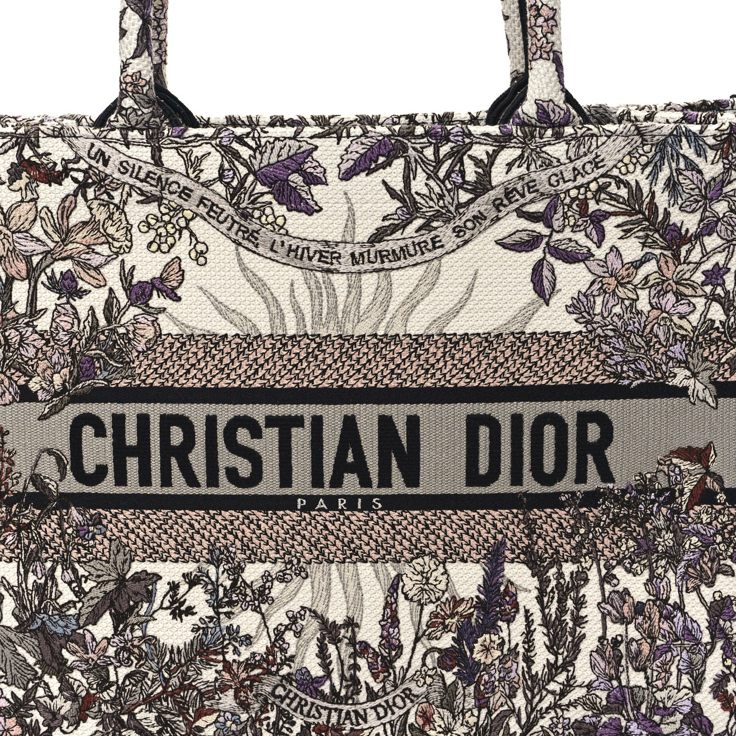Christian Dior Canvas Embroidered Medium 4 Saisons Hiver Soleil Book Tote Multicolor 8 of 11