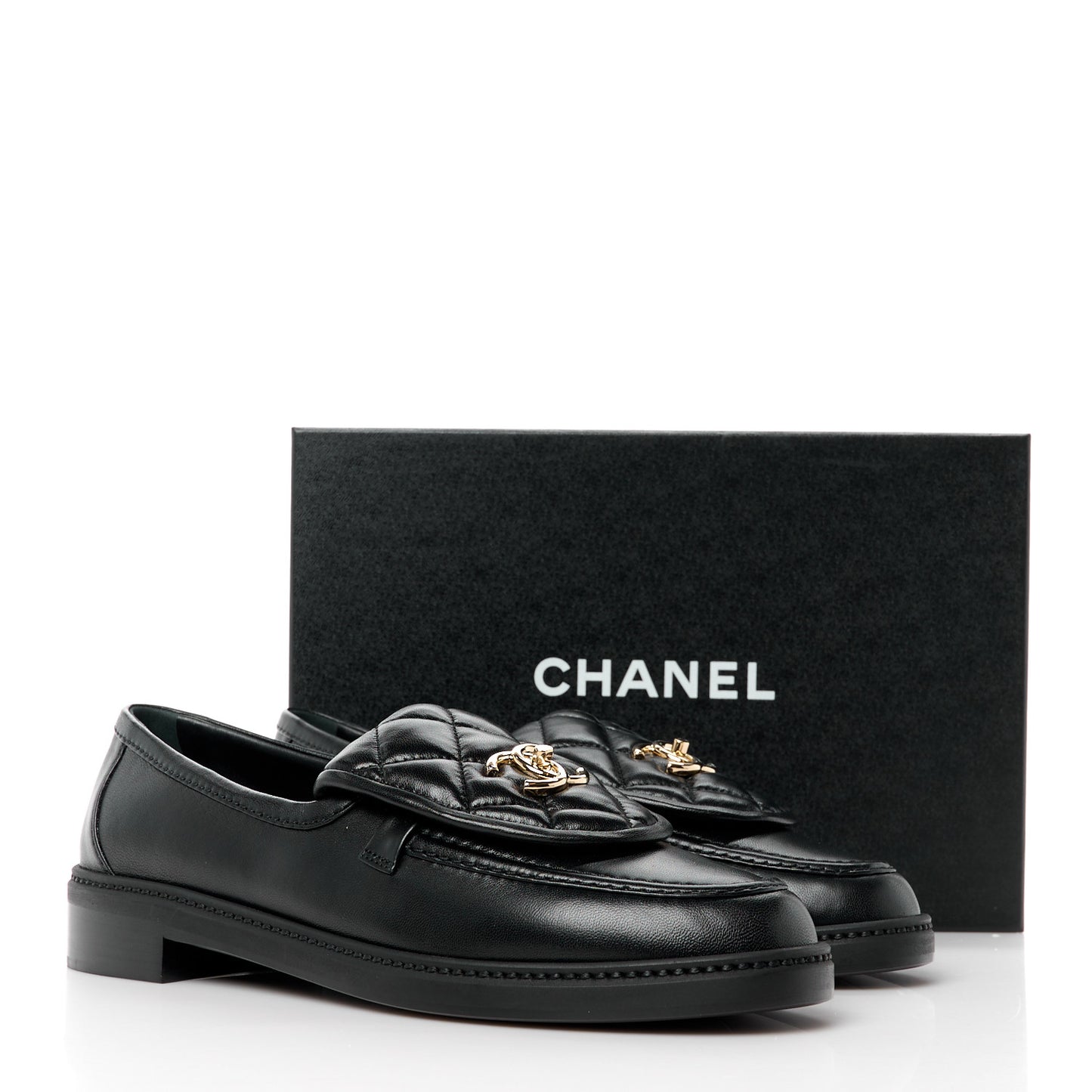 Lambskin Quilted CC Turnlock Loafers 41 Black