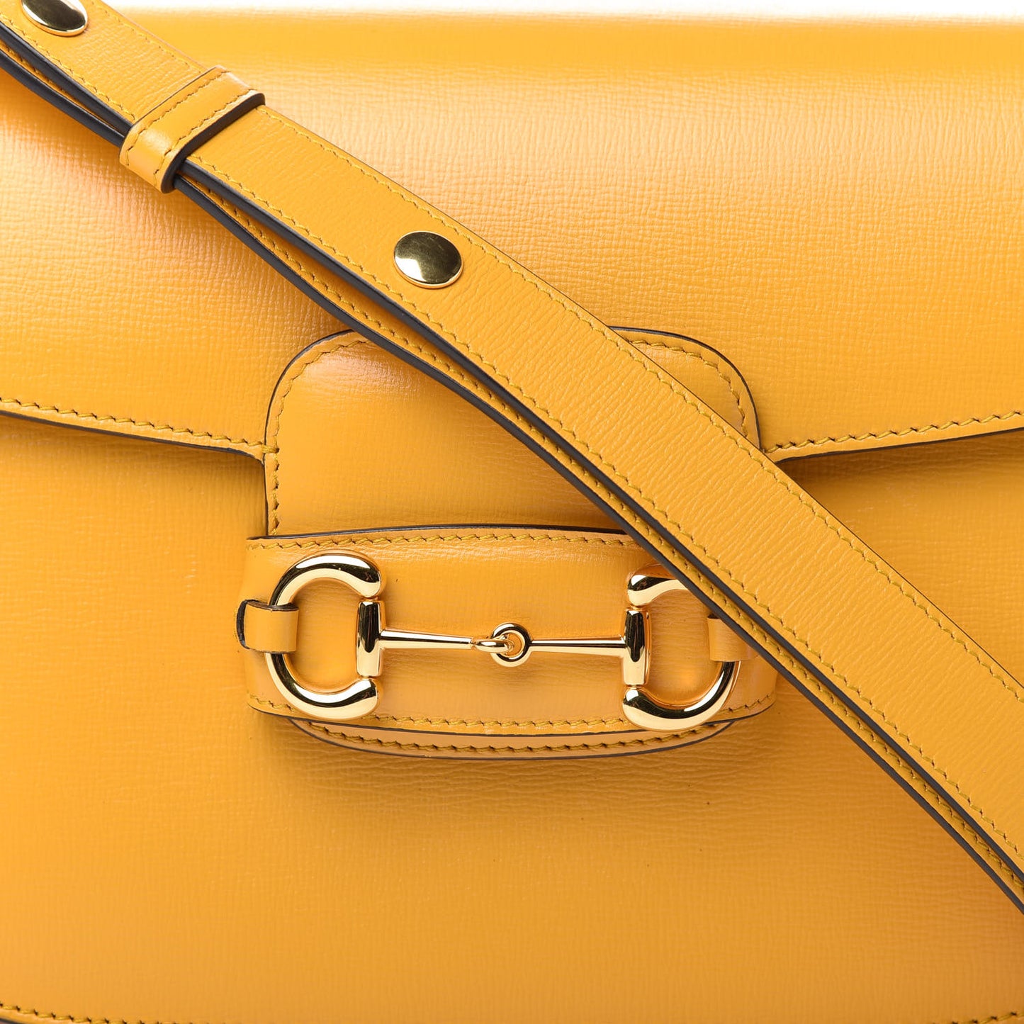 Textured Calfskin Horsebit 1955 Shoulder Bag Yellow