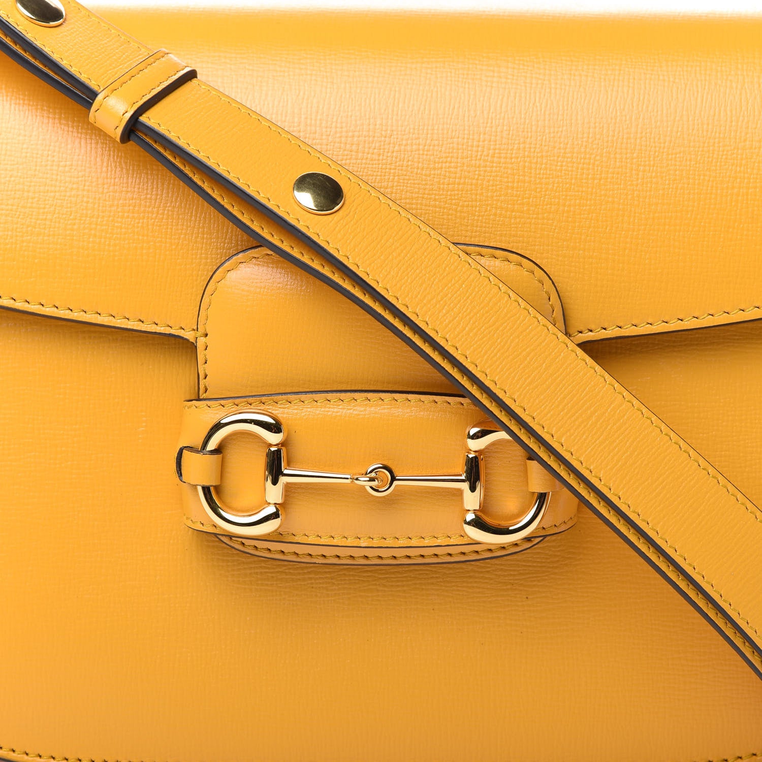 Gucci Textured Calfskin Horsebit 1955 Shoulder Bag Yellow 10 of 10