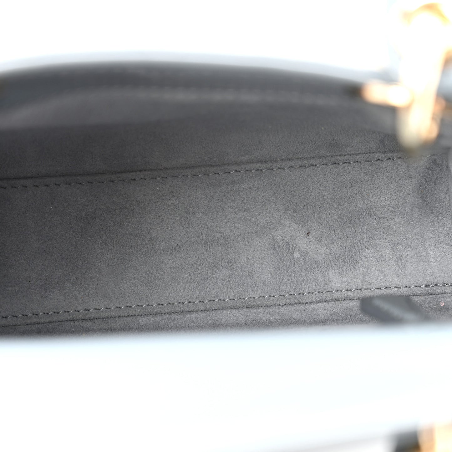 Patent Cannage Mini Lady Dior Grey Stone