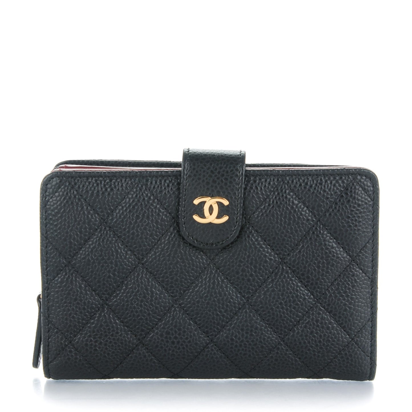 Caviar Quilted Zipped Pocket Wallet Black