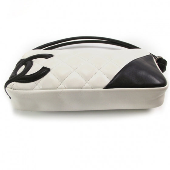 Chanel Calfskin Quilted Cambon Pochette White Black 4 of 11