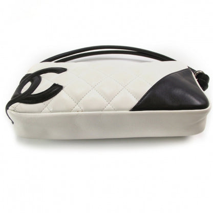 Chanel Calfskin Quilted Cambon Pochette White Black 4 of 11