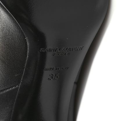 Saint Laurent Calfskin Woven Kim 90 Knee High Boots 35 Black 7 of 7