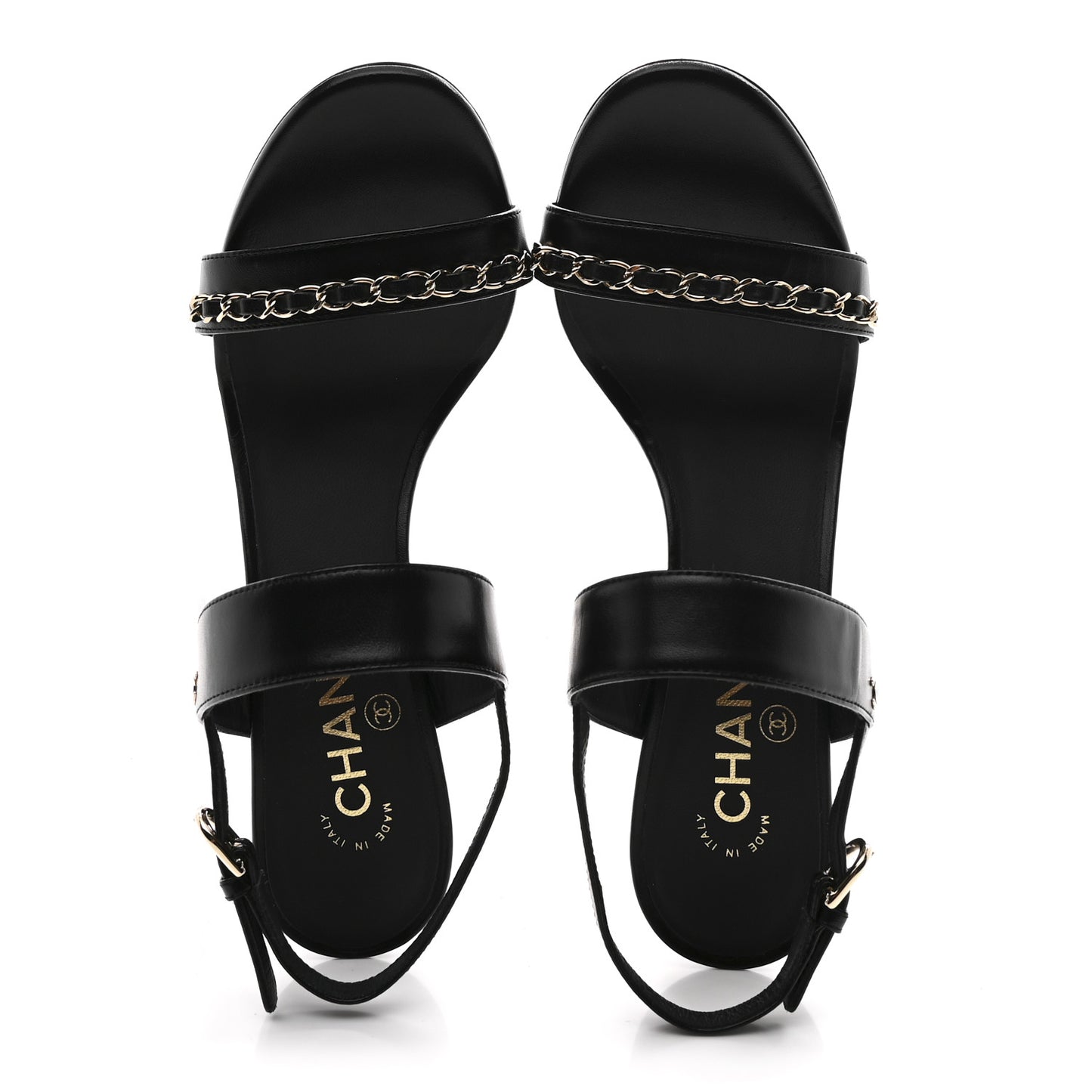 Lambskin Chain Sandals 38.5 Black