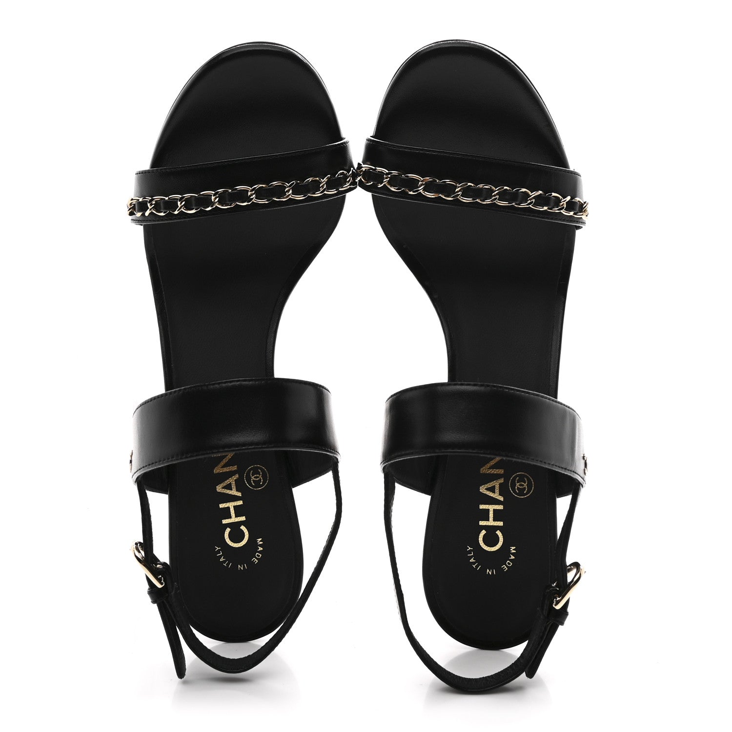 Chanel Lambskin Chain Sandals 38.5 Black 2 of 11