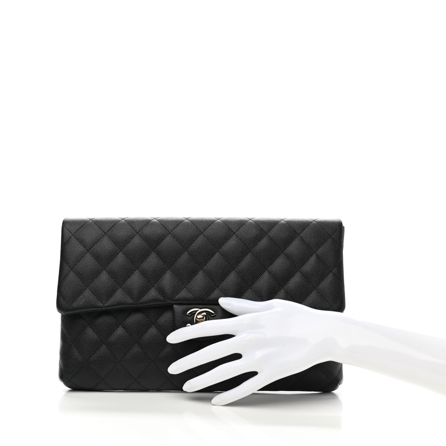 Caviar Quilted Flap Clutch Black