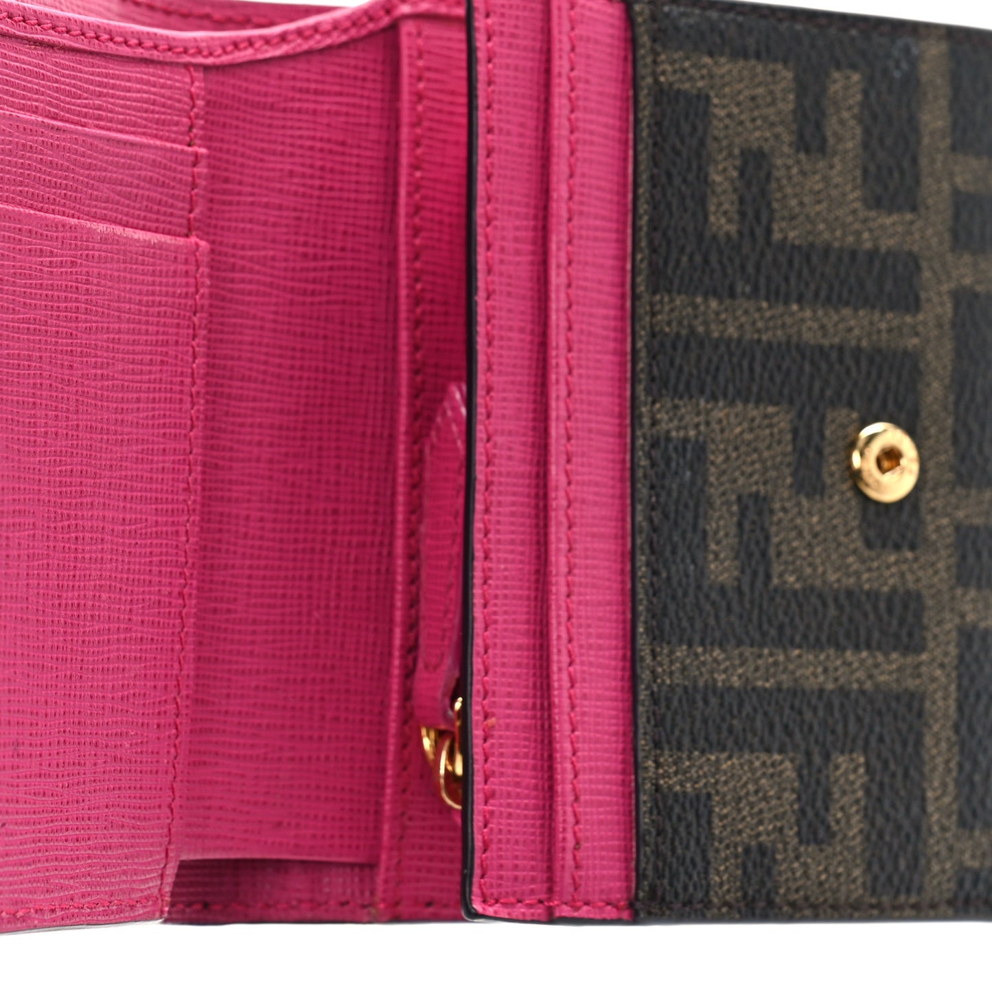 Vitello Elite Zucca Compact Wallet Tobacco Pink