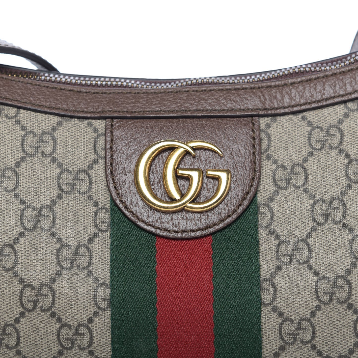 GG Supreme Monogram Web Small Ophidia Half Moon Hobo Brown