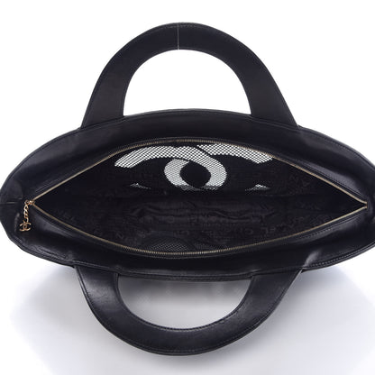 Chanel Linen Lambskin Mesh Camellia CC Tote Black 5 of 10