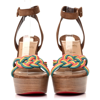 Christian Louboutin Nappa Veau Velours Couio Ella 130 Sandals 37 Multicolor Beige 2 of 9