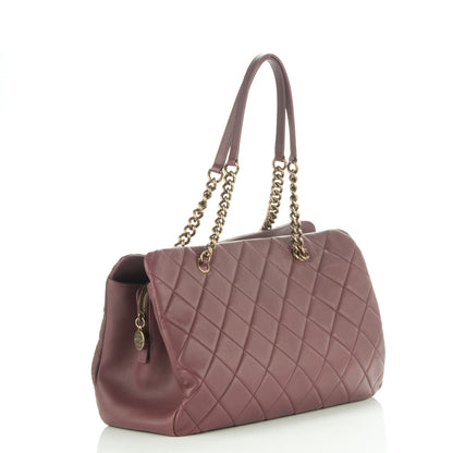 Chanel Calfskin Quilted Large CC Crown Tote Dark Red 3 of 7