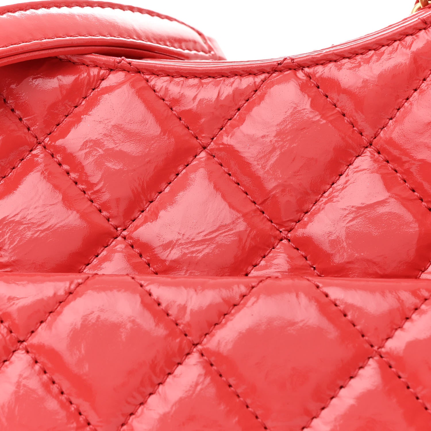 Chanel Shiny Crumpled Calfskin Quilted Wavy CC Hobo Red 9 of 12