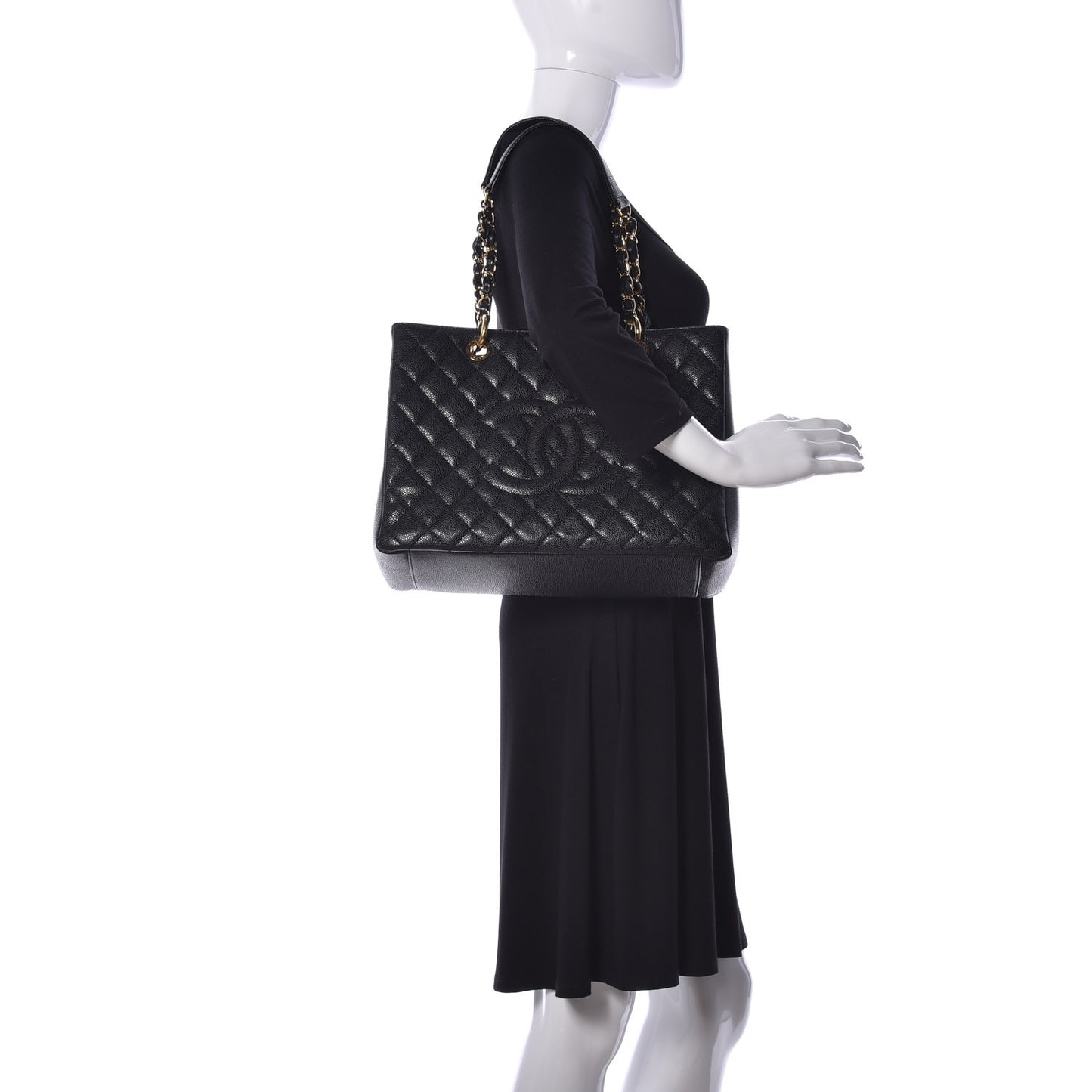 Caviar Quilted Grand Shopping Tote GST Black